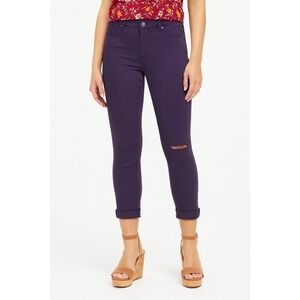 Dollhouse Juniors' Colored Ripped Cropped Jeans Purple Size 11 Skinny Cuffed